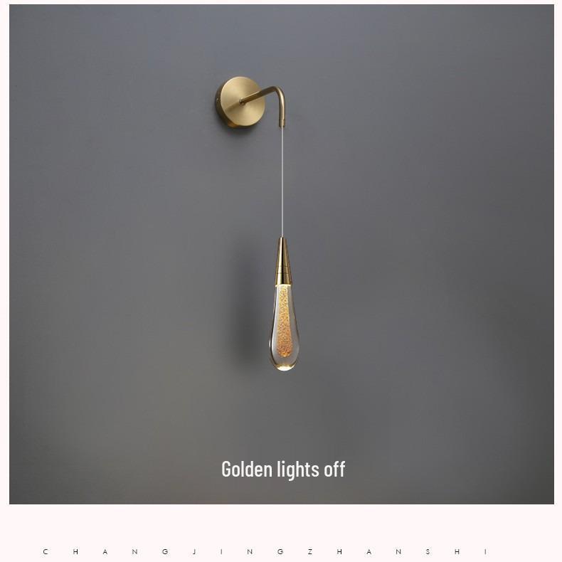 Elegant Brass Crystal Wall Lamp for Bedroom, Living Room, Staircase, or Corridor