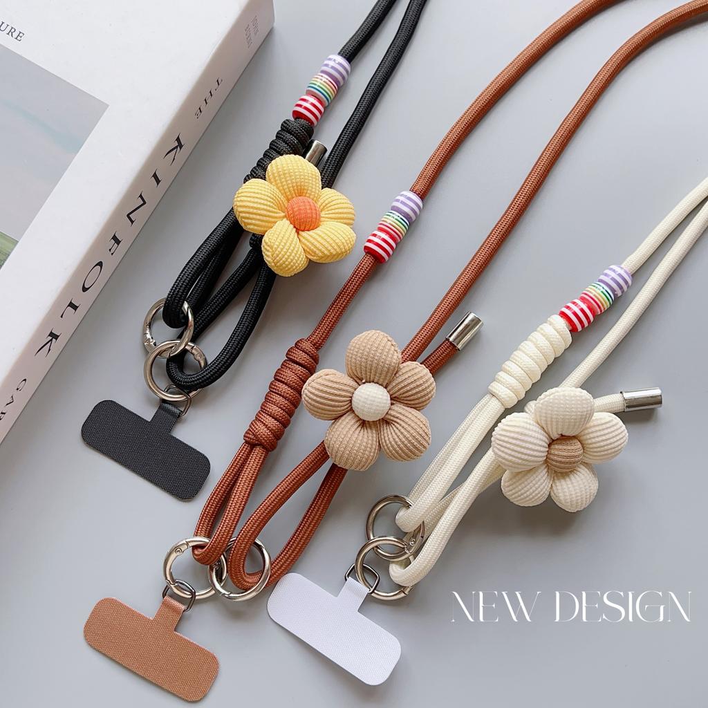 Fashionable Flower Double-Sided Adjustable Mobile Phone Universal Lanyard, Diagonal Long Lanyard Anti-Loss Hanging Piece