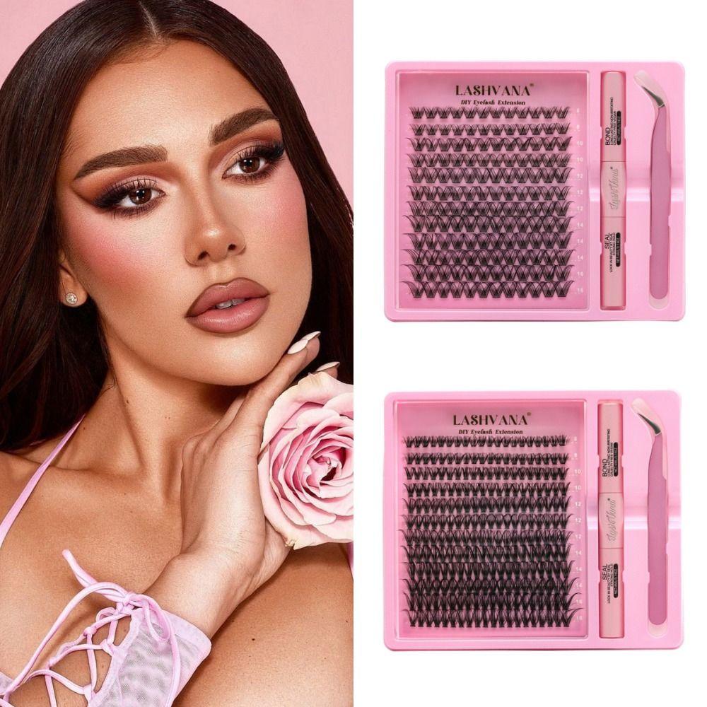 144pcs DIY Lash Extension Kit 8-16mm Individual Lashes Kit Trendy Lash Clusters  for Self-Use
