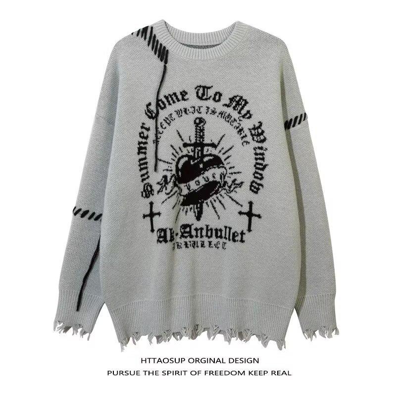 

Y2K Style Dark Knitwear: Casual, Versatile, and Popular Lazy Knit Top 2XL сірий колір