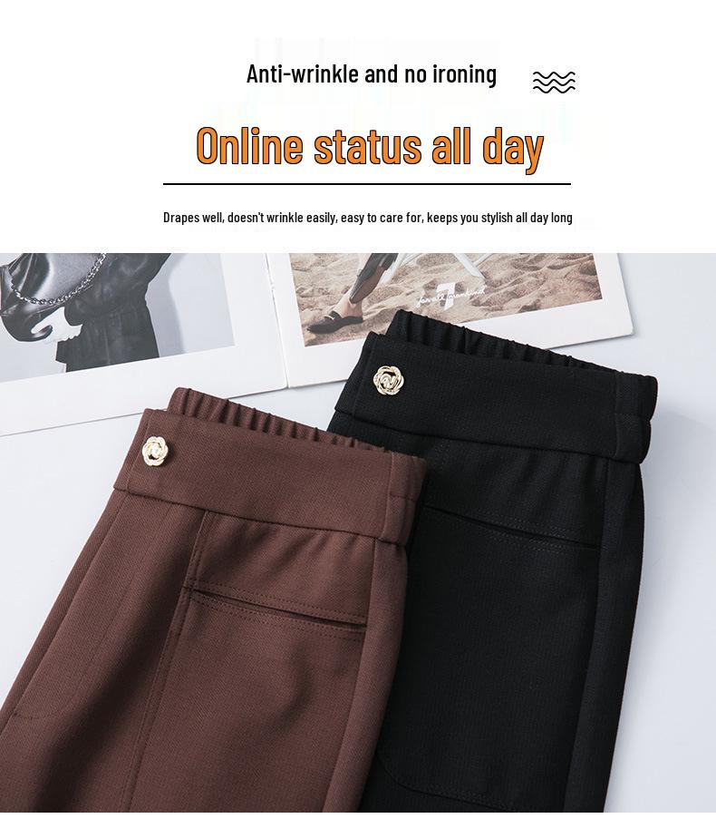 Drapey High-Waisted Wide-Leg Suit Pants for Women: Plus Size, Slimming, Perfect for Spring/Autumn, Ideal for Middle-Aged Mothers