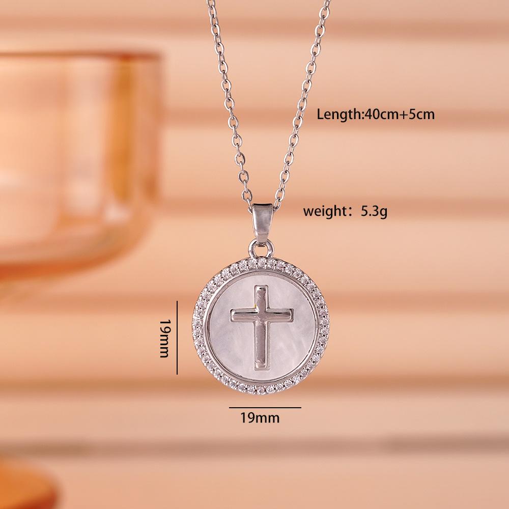 Fashion Circular Cross Pendant Necklaces for Women Men Classic Stainless Steel Chain Jewelry Accessories Pretty Gifts for Lover