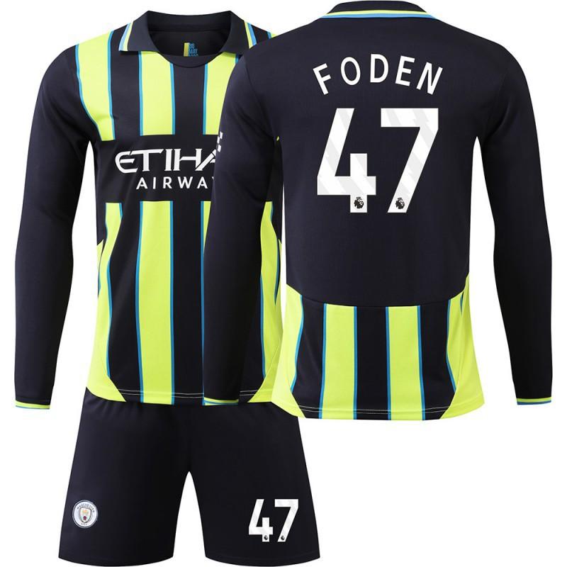 2425 Manchester City Away Shirt No. 9 Harland 17 De Braunet Long-sleeved Football Set Training Clothes