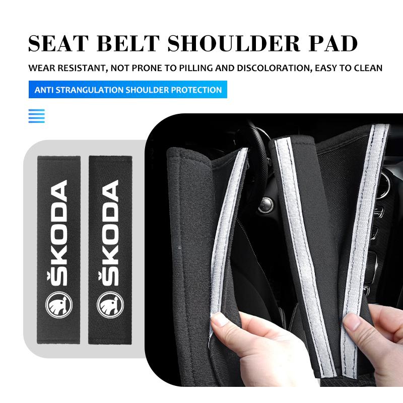 cqmes7 Car Seat Belt Shoulder Protector Cover Safety Belt Padding Pad Mat For Skoda VRS Octavia 1 2 3 Rapid Kodiaq Karoq Fabia Kamiq