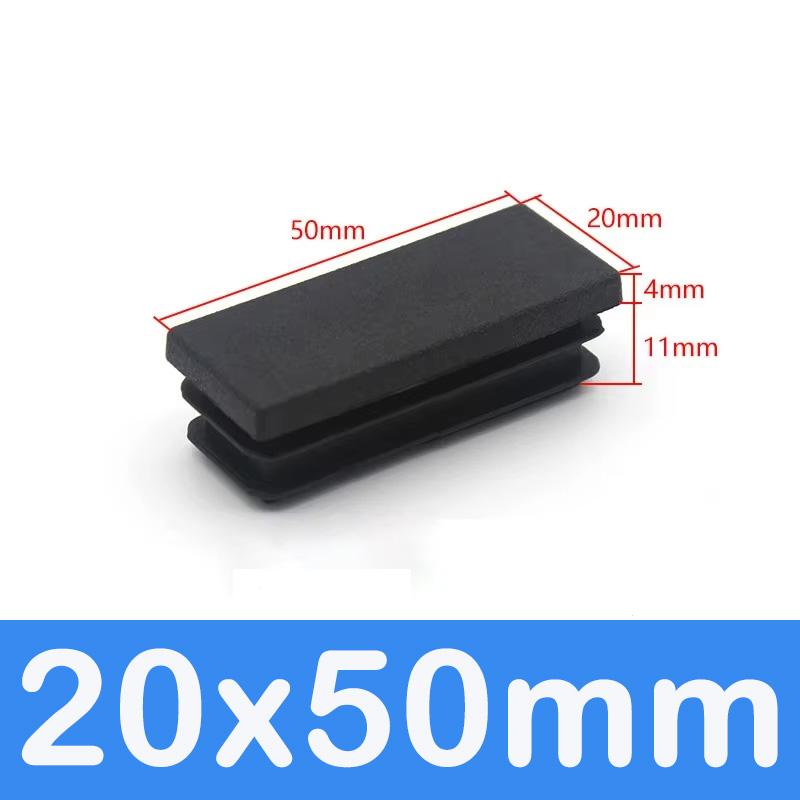 Rechthoekige Buis Dop Inzetstukken Zwart Plastic Afsluitdoppen 10x15mm-60x100mm Meubels Tafels Stoelen Voetdoppen