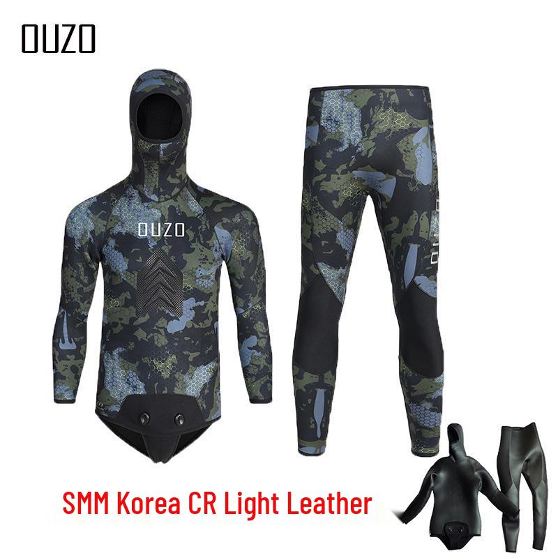 

Hooded Two-Piece Camo Scuba Diving Wetsuit (CR Light Material) 2XL