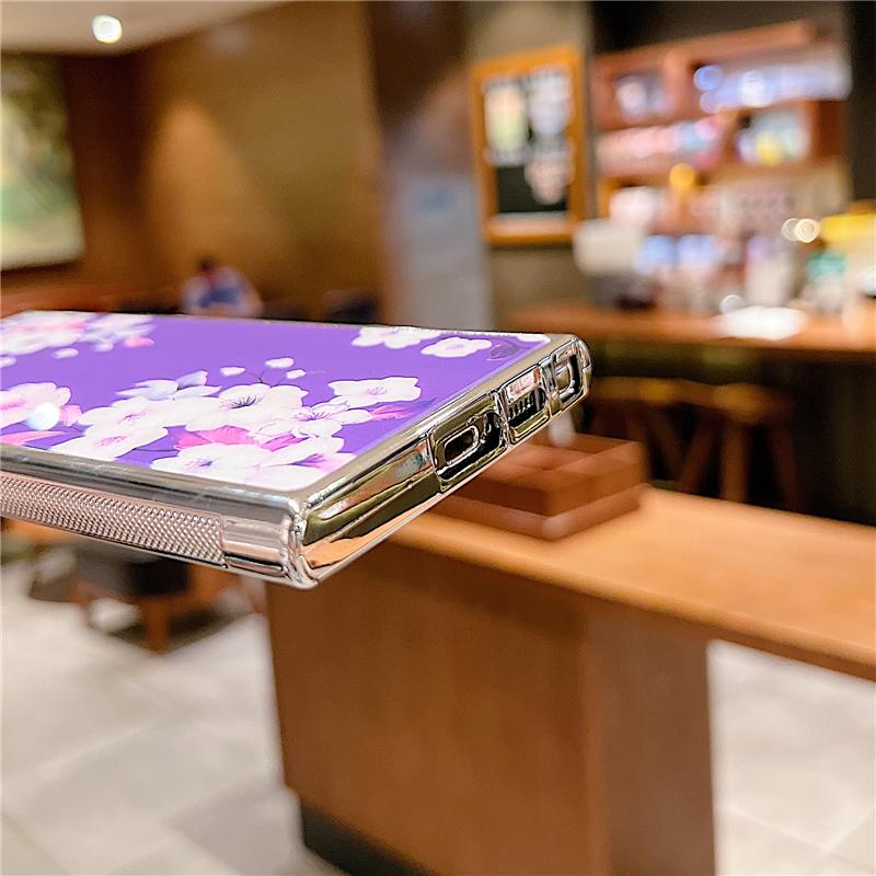 Bling Silver Frame Plating Flower Case For Samsung Galaxy A54 A34 A24 A14 A04S A53 A13 S23 Ultra S21 S22 Plus iPhone 13 14 Pro Max Soft TPU Cover