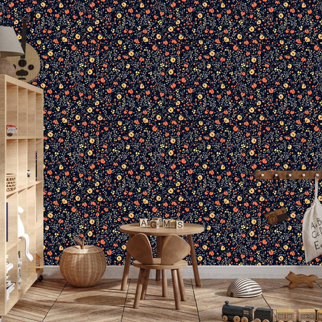 Ladybugs Navy Blue and Burgundy Wallpaper for Living Room and Bedroom 50x1000