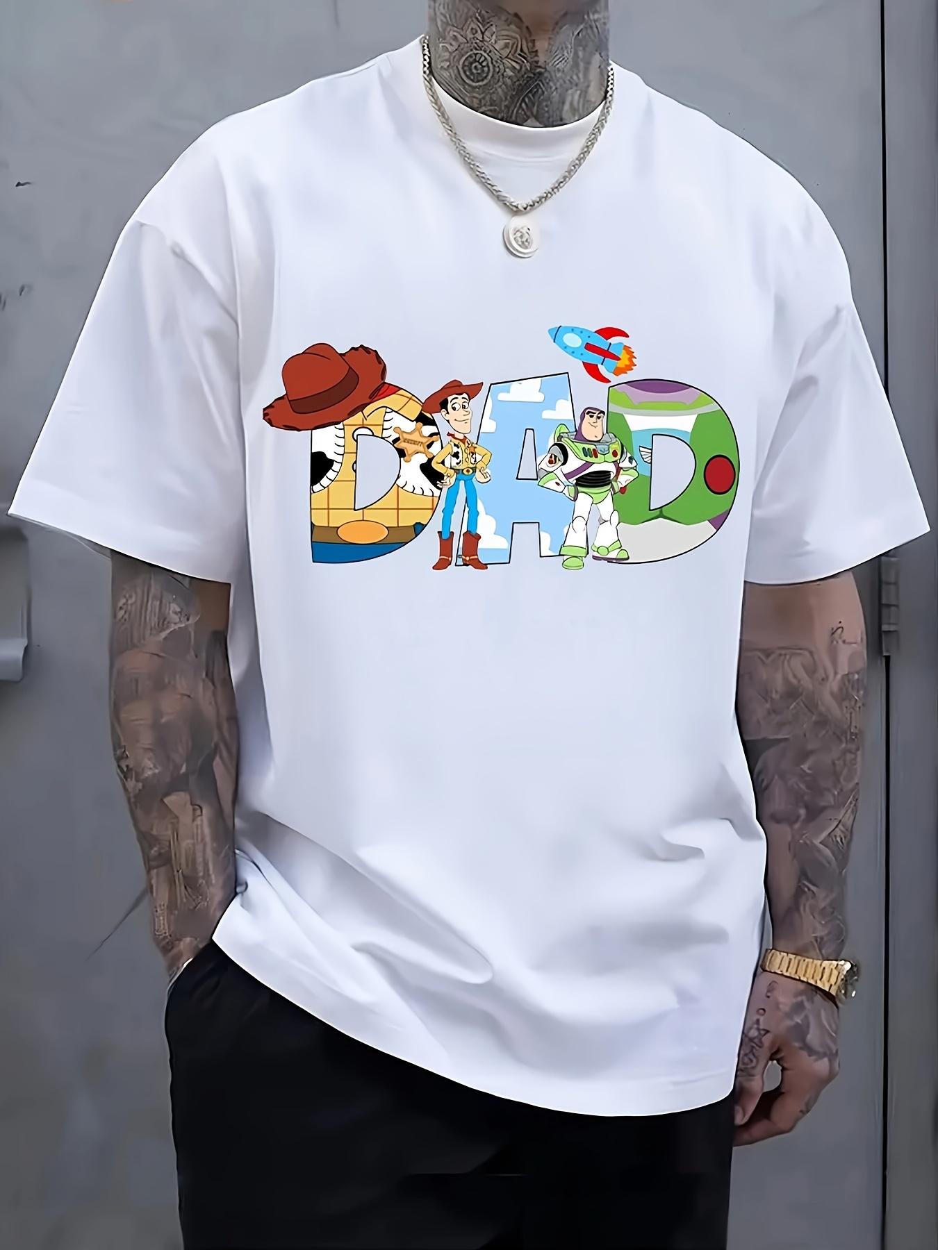 [Toy Story T-shirt] Toy Story Graphic T-shirt for Men | Casual Black Summer Tee with Woody & Buzz Lightyear L