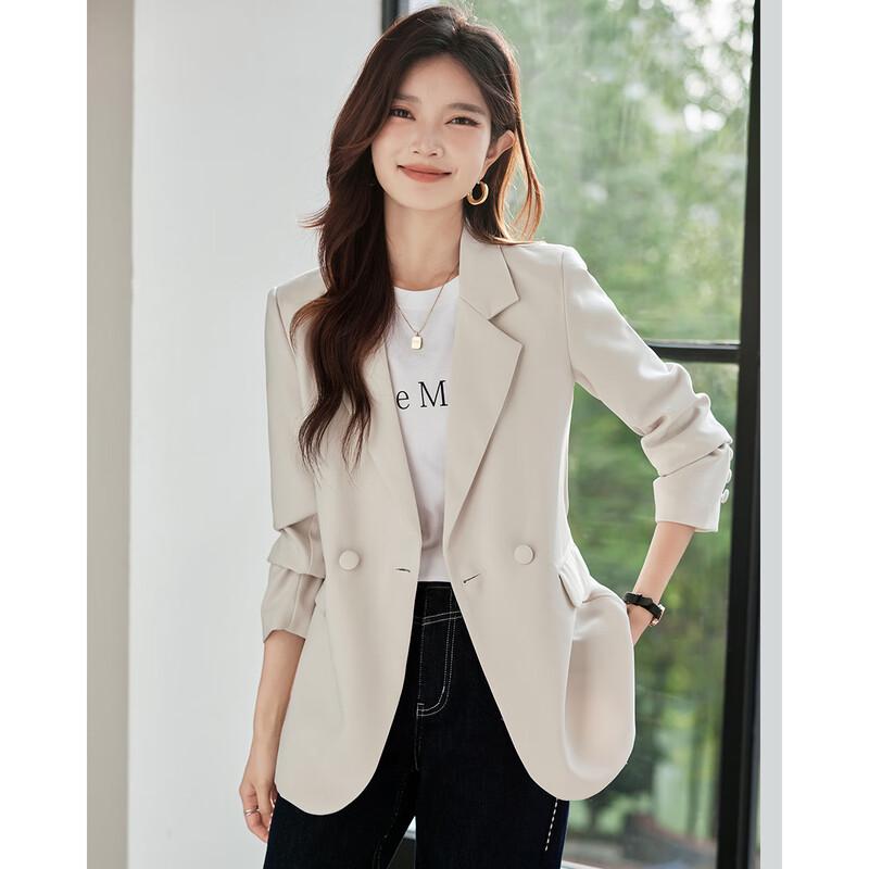 TERRE BLEUE Women's Loose Fit Lapel Blazer