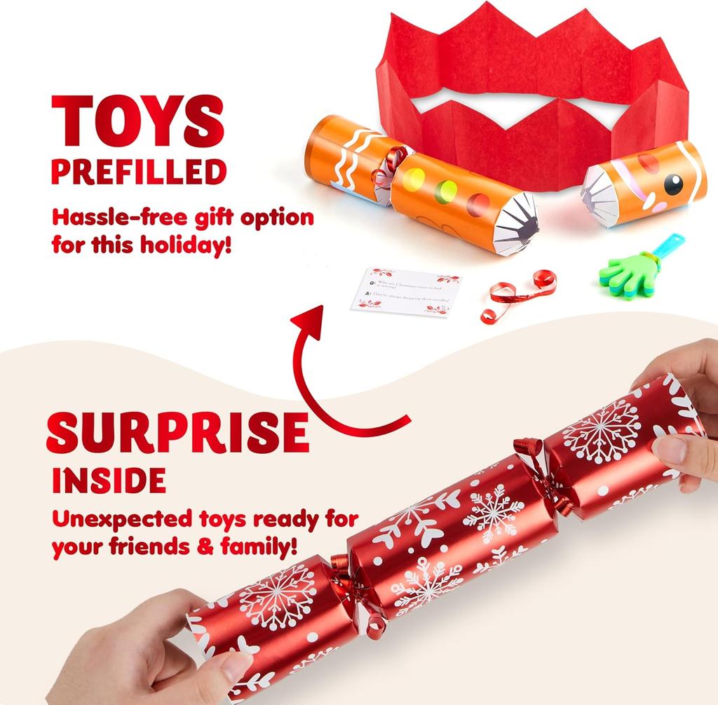 JOYFY 10 Pack Christmas Party Table Favor with Cute Christmas Characters Party Hat Joke & Little Gift Inside for Xmas Gift