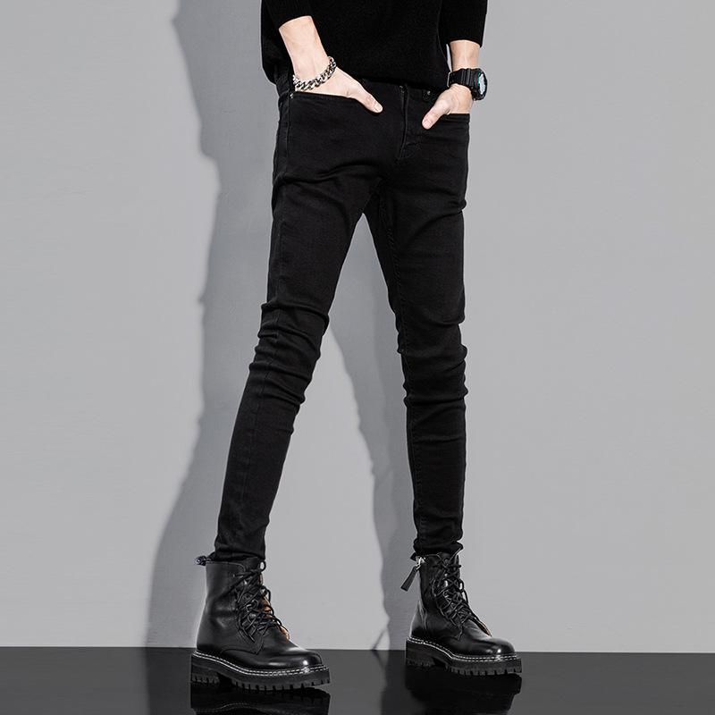 GURBAKS Мужские черные джинсы скинни облегающего кроя – Эластичные повседневные модные длинные брюки