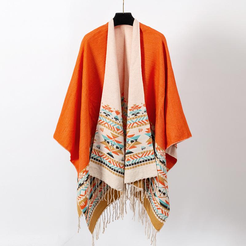 Bohemian Knitted Shawl, Cape, Double-Sided Scarf, Women'S Warm Travel Wear, Cape, Blanket Outside