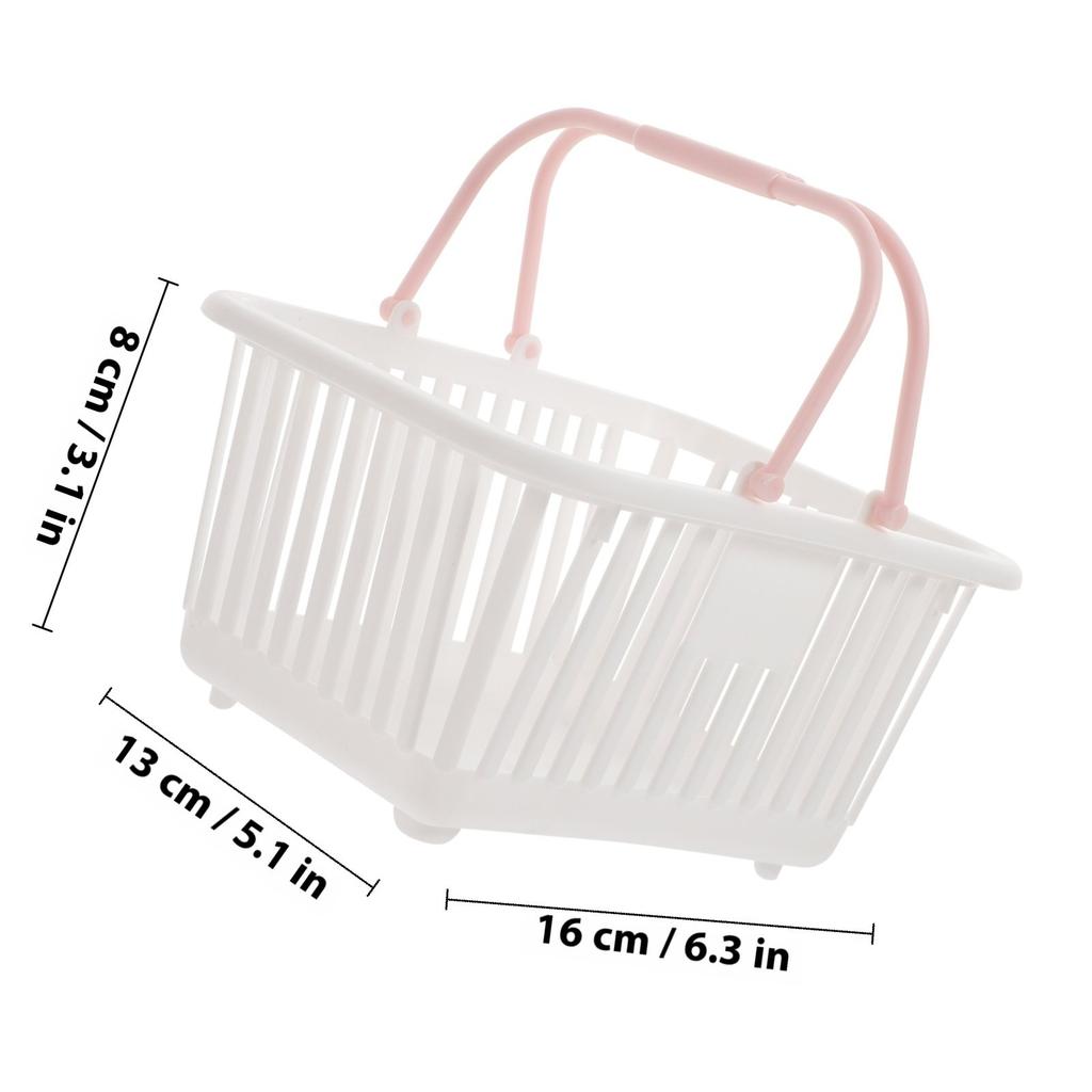 3 Pezzi Piccolo Cesto Portaoggetti in Plastica con Manici Portatile Leggero Design Aperto per Bagno Cucina Dispensa Camera da Letto Lavanderia