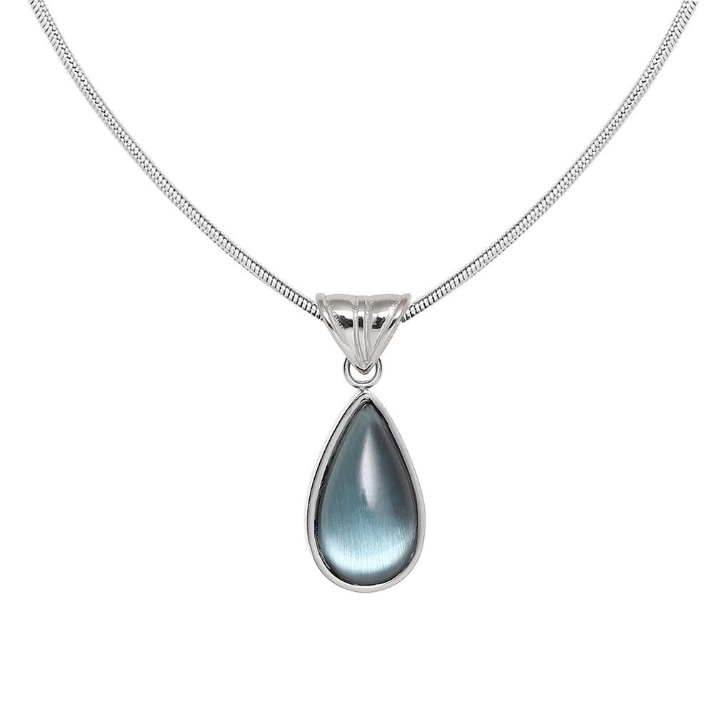 

Titanium Steel High Color Retention Water Drop Blue Ocean Necklace Niche French Clavicle Chain Snake Bone, Plated With 18K Gold серебряный