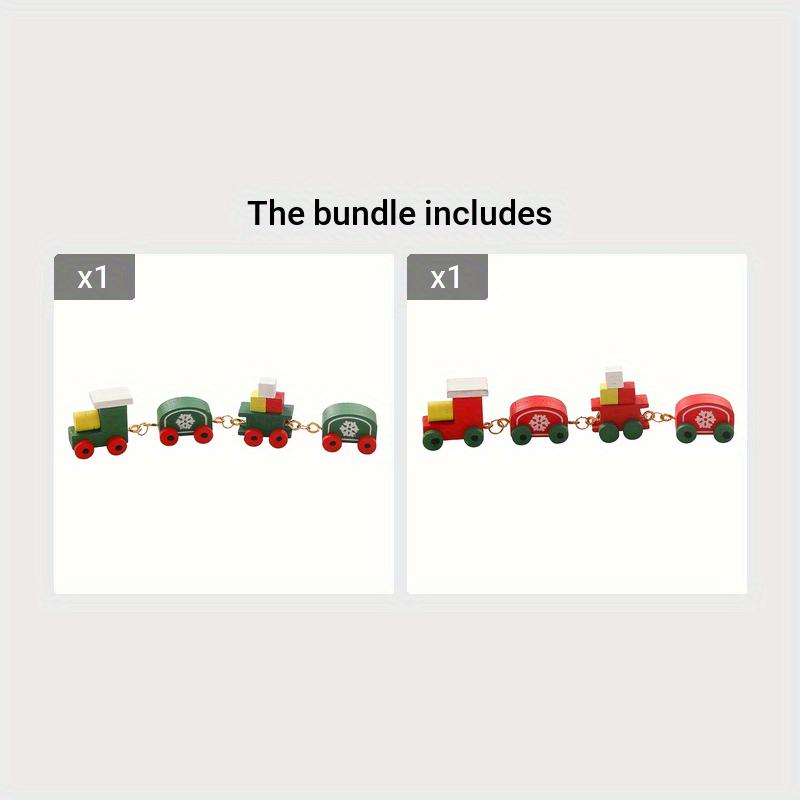 Mini Wooden Xmas Train Set for Dollhouse Pretend Play Adorable Vintage Style Train Toy with Snow Print for Christmas Decor