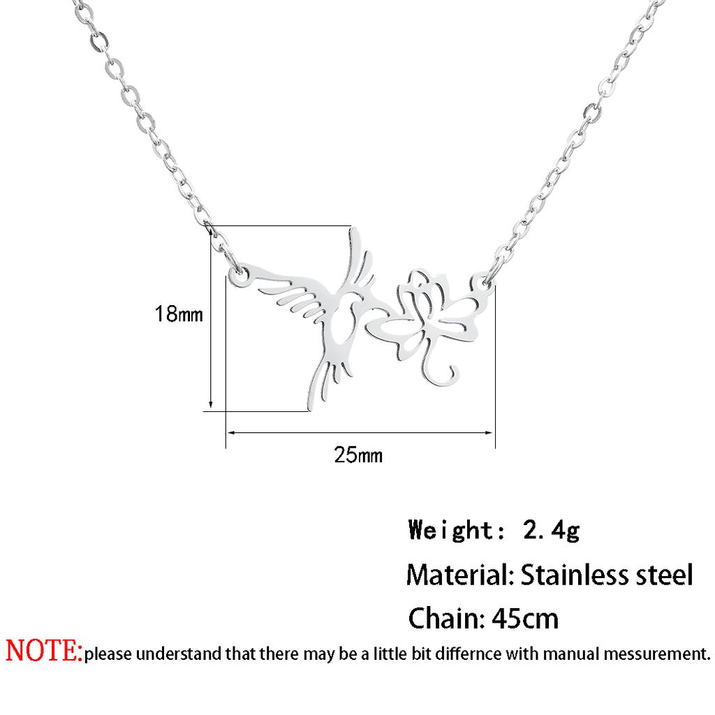 Kinitial Animal Swallow Birds Necklace Stainless Steel Hummingbird Necklaces & Pendants Clavicle Chain Necklace collare Jewelry