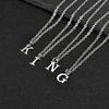 Vnox A-Z Alphabet Pendant Necklaces with Cuban Link Chain 2pcs/Set, Stainless Steel Initial Letter Pendant Necklace for Men Boys