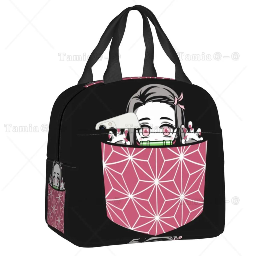 Nezuko Kamado Demon Slayer Termiczna Torba na Lunch Kimetsu no Yaiba Pojemnik na Lunch Wielokrotnego Użytku do Pracy Wielofunkcyjny Pojemnik na Jedzenie