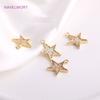 Trendy 11.5mm Pentagram Pendants For Jewelry Making 14K Gold Plating Inlaid Zircon Star Charms For Earring Making Accessories