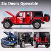 1/32 Jeep Wrangler Sahara Diecast Toy Car Model SUV Miniature Free Wheels Doors Openable Sound Light Collection Gift for Boy Kid