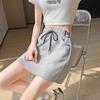 Grey Sports Short Skirt Women's Summer New High Waist Loose Word Skirt Hip Skirt Small Culottes