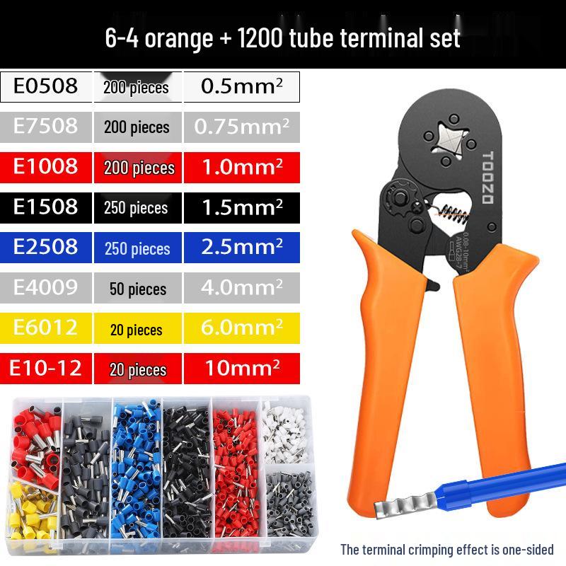 Electrician's Tube and Pin Terminal Crimping Pliers with Cold-Pressed Wire Functionality