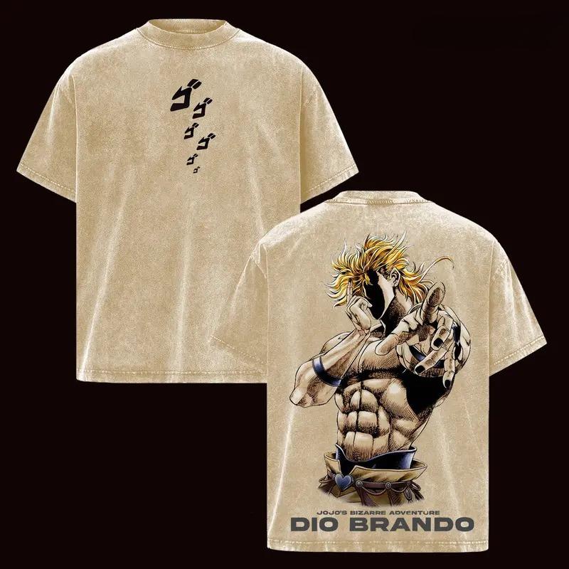 

JoJo s Bizarre Adventure Дио Брандо Графическая Футболка Мужская Женская Одежда Короткий Рукав Хлопковые Футболки Стирка Футболка Харадзюку Футболка S коричневый