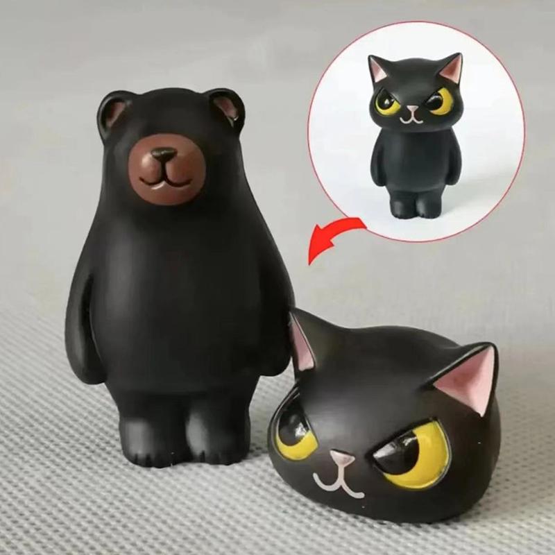 

6 животных, замаскированных под кошек: кошки, одетые в головные уборы, сиба-ину, морская свинка, креативные пейзажные фигурки, сделанные вручную чёрный