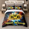 Conjunto de Roupa de Cama Personalizado Padrão Borussia Dortmund, Imprimir Nome Texto 1 Capa de Edredom mais 2 Fronhas Têxtil para Casa