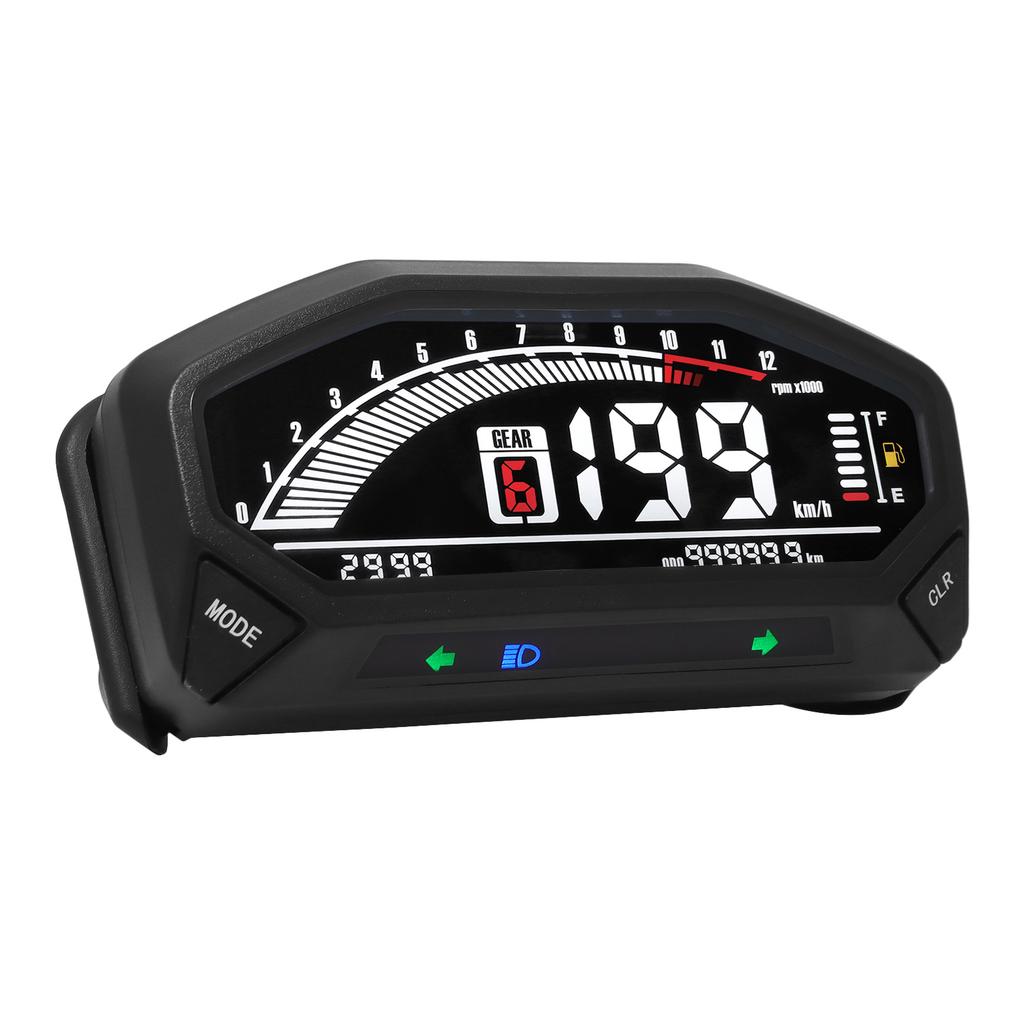 Digital Motorcycle Speedometer Speed Meter Tachometer RPM Gauge Fuel Gauge Odometer LCD Display Dashboard Panel Universal