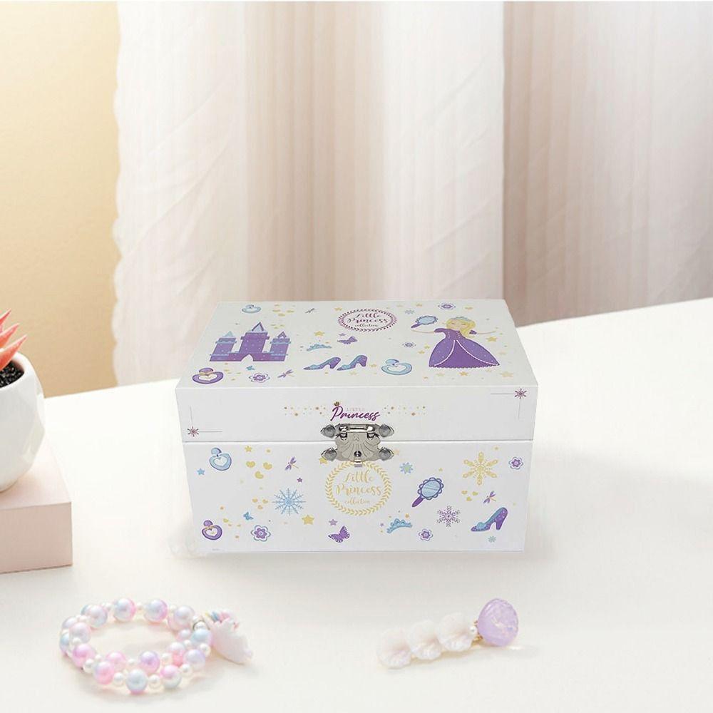 Cute Princess Music Box Cartoon Jewelry Storage Box Unique Children Musical Ornaments  Necklace Box