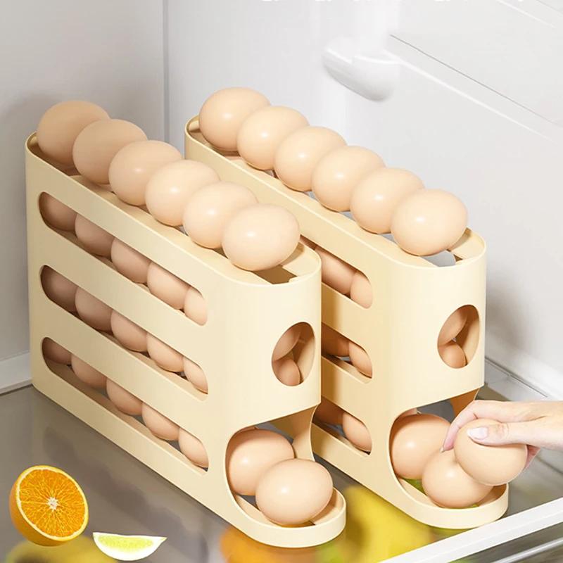 Transparent Slide Egg Storage Box 4-layer Ladder Egg Box Storage Refrigerator Side Door Large Capacity Automatic Egg Roller