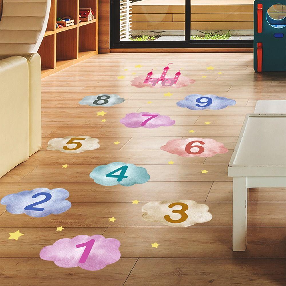 PVC Hopscotch Game Floor Stickers Multicolor Flooring Decals Creative Wall Art  Kid's Room