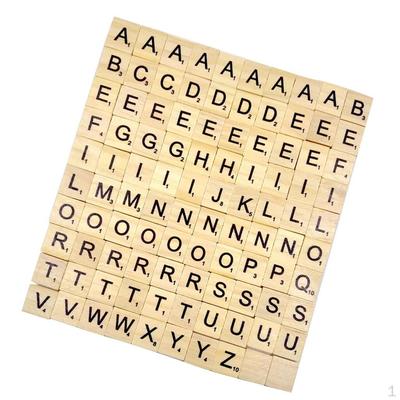 100pcs Wood Tile Black Letters Puzzle Alphabets Board Crafts