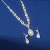 Waterdrop Crystal Drop Necklace Elegant Pendant Necklace Classic Bridal Jewelry Set  Women