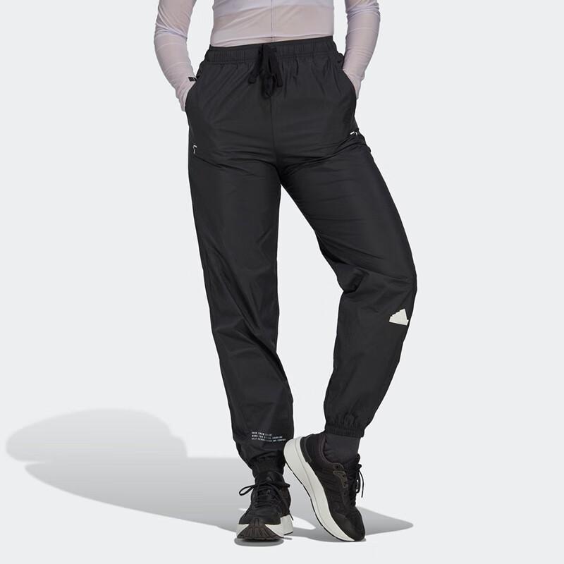 Adidas SS23 Solid Color Logo Print Cuffed Casual Pants Women Bottoms Black HG4369