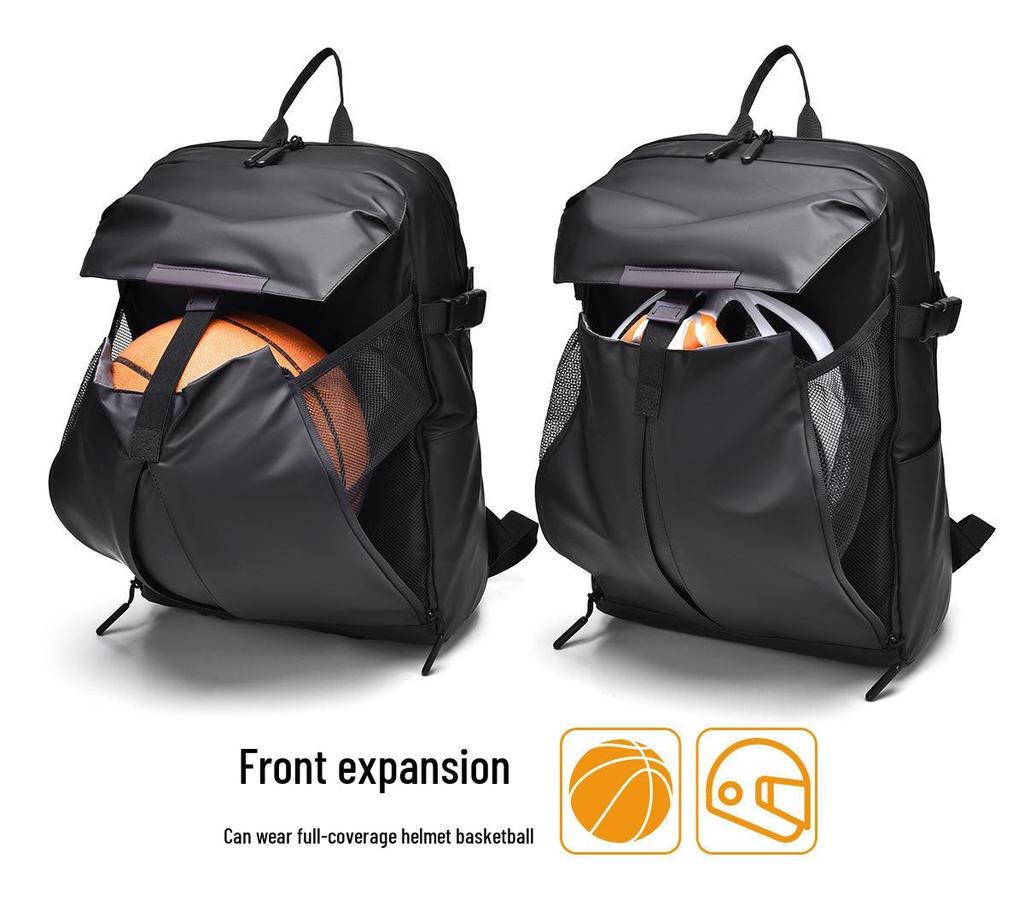 Men's Large Capacity Motorcycle & Travel Backpack with Helmet/Basketball Holder