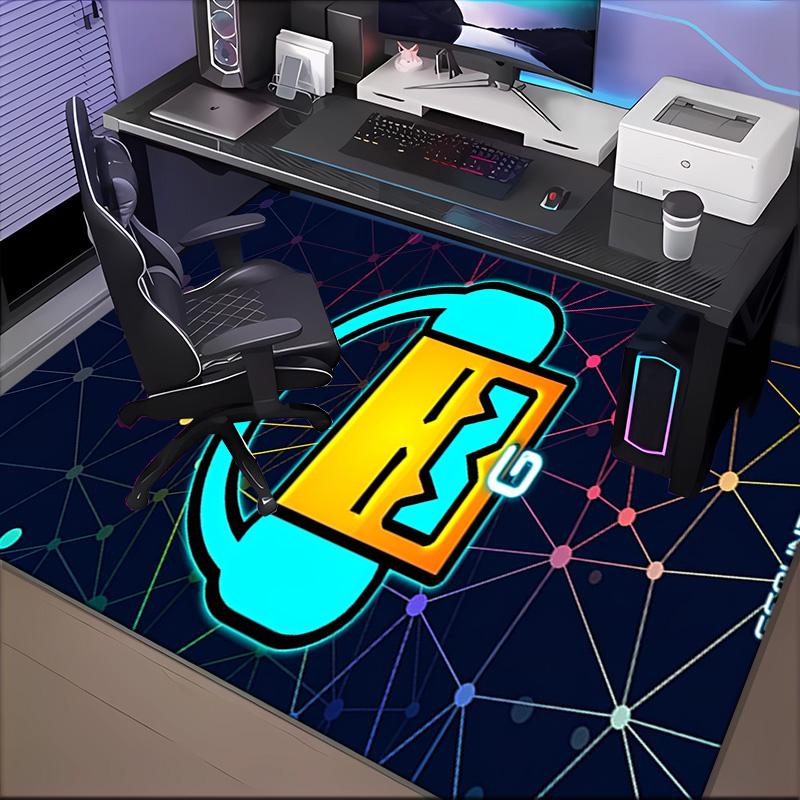 Colorful Geometry Dash Characters Rug Office Floor Mat - Machine Washable for Bedroom, bedroom, livingroom, Room Decor Fan Gifts Christmas