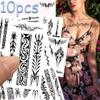 10sheets Black & White Tribe Tattoo Stickers For Hand Arm Body Temporary Fake Waterproof Tattoo Stickers DIY Creative Gifts
