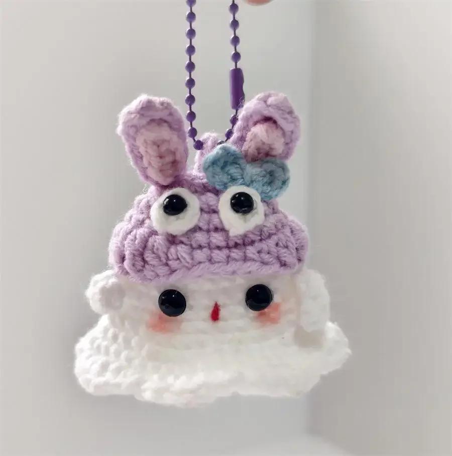 Crochet Ornament Finished Positive Figures Crochet Animals Ghost Desk Accessory Home Office Decor Christmas New Year Party Gift