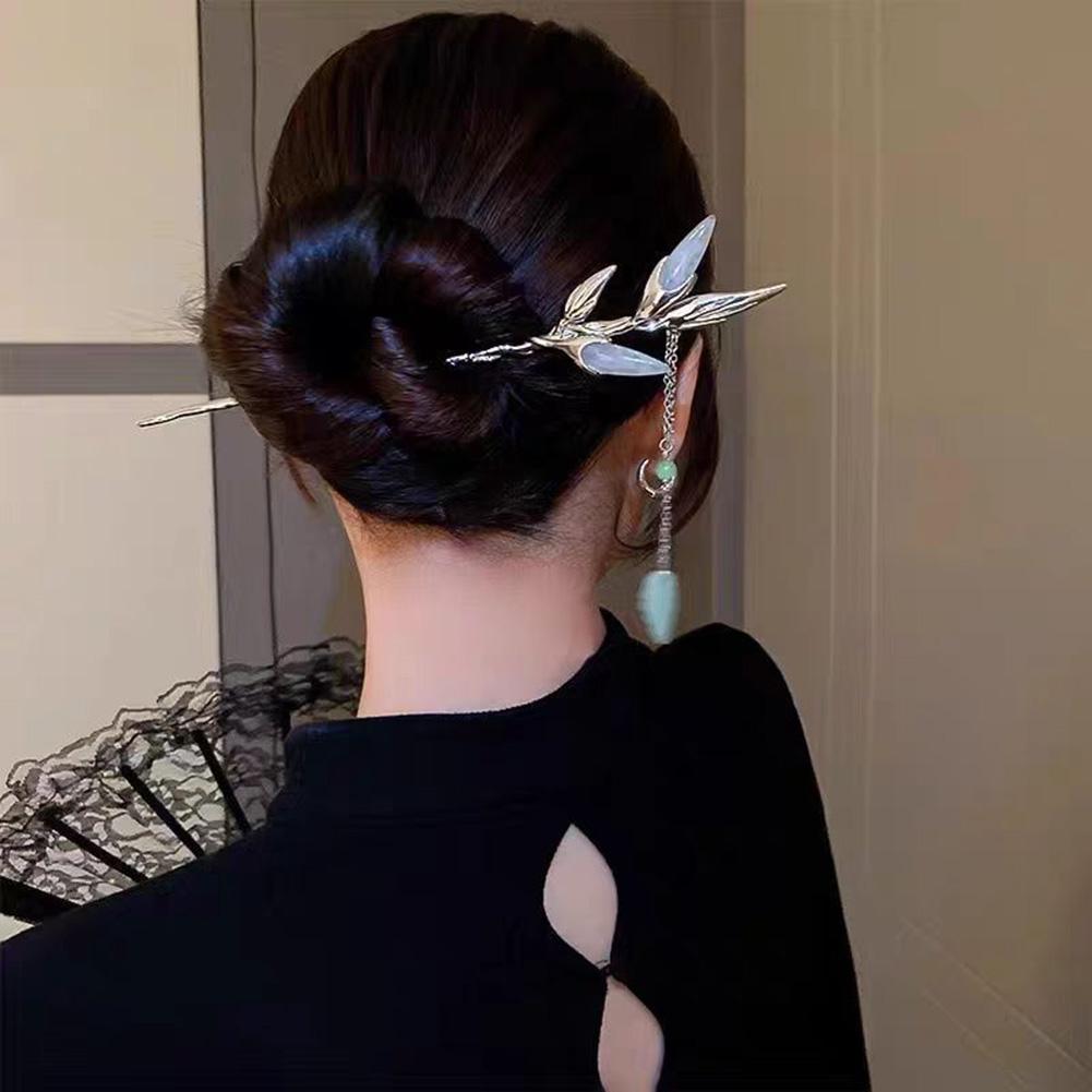 Light Luxury Starry Sky Moonstone Tassel Hairpin Hair Accessory Elegant Hair Stick for Women