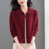 Damen Schlankmachende Mode Revers Reißverschluss Strickjacke Jacke, Kurzer Langarm Pullover Mantel für Herbst/Winter 2025