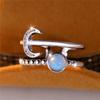 Bague ouverte en forme de croissant de lune et de soleil pour femmes, couleur argent, bijoux Boho à la mode, cadeau d'anniversaire