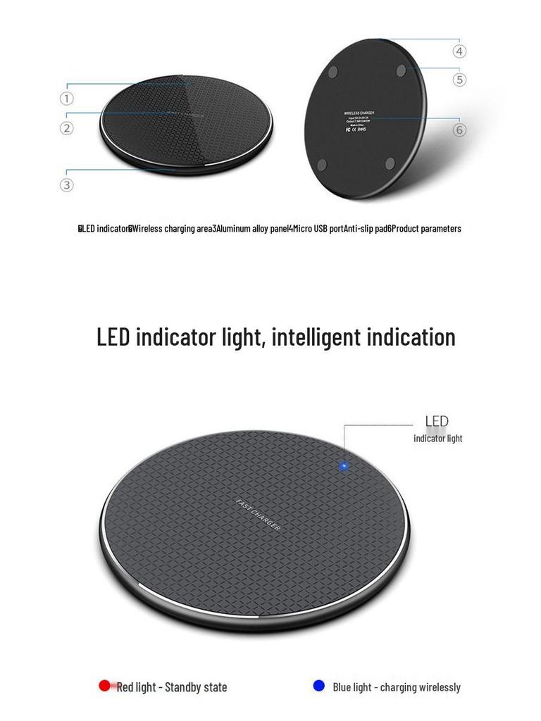 15W Wireless Charger Compatible with Apple & Samsung, 10W Desktop K8 Aluminum Alloy Charger