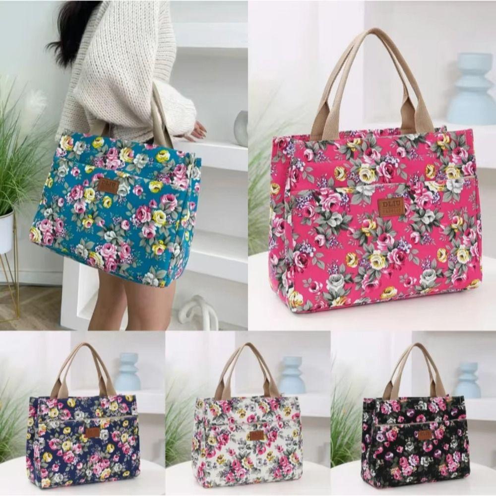 Large Capacity Casual Handbag Portable Mommy Bag Portable Floral Print Tote Bag  Picnic