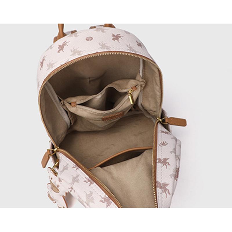 2025 Fashion Women Backpacks With Bear Ornament Small Outdoor Travelling Daypacks For Ladies Pegasus Print Commuting Backpack
