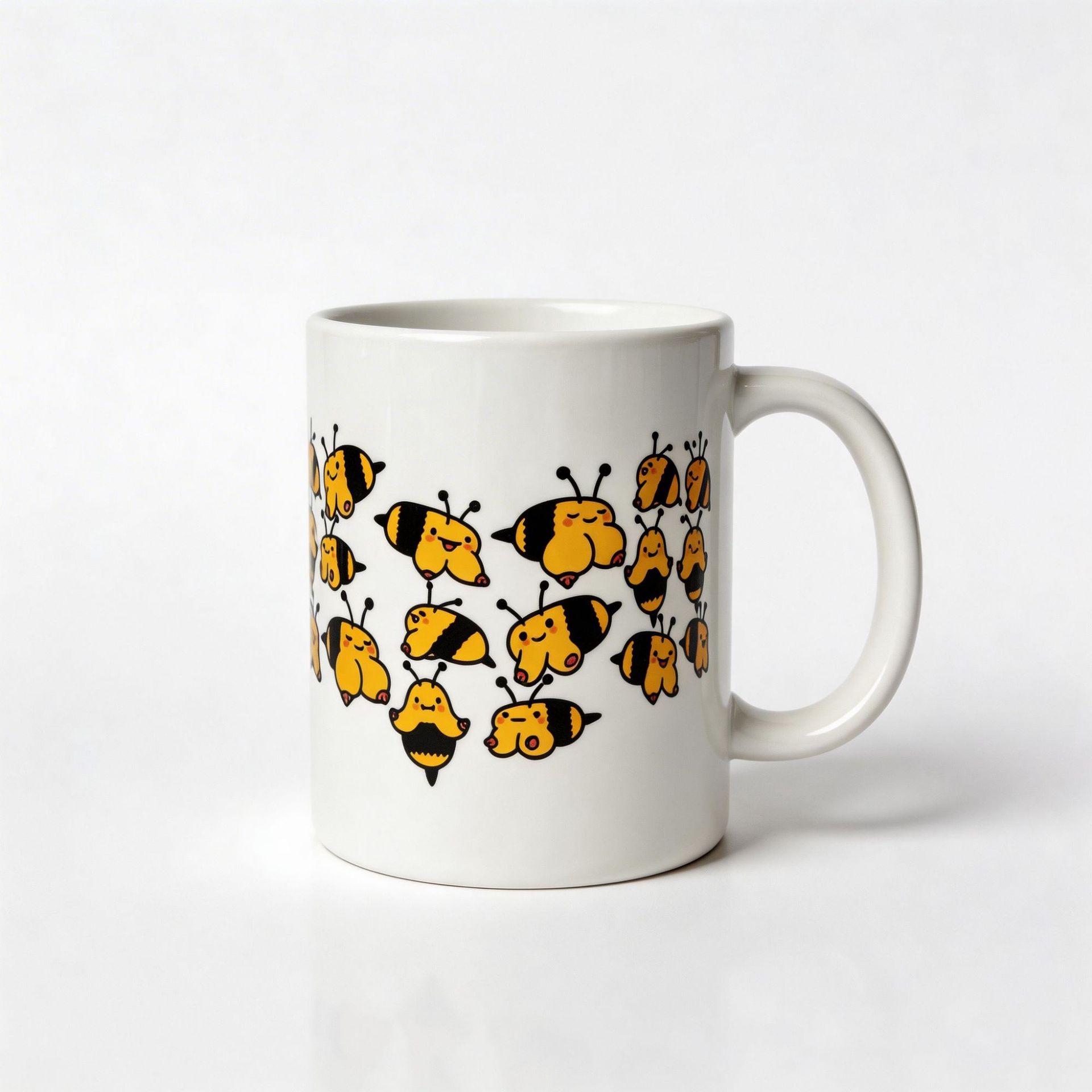 11oz Bee Ceramic Mug – Customizable Logo for Office Use 301-400 ml