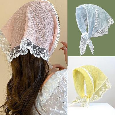 Sweet Gentle Lace Hair Scarf French Style Photo Hair Accessories Headband Turban Triangular Hair Band Strap Women Girls