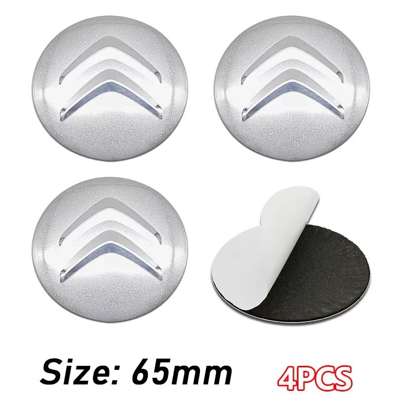 65mm 3D Alloy Logo Car Wheel Center Caps Stickers Emblem for CITROËN C3 C4 C5 C6 Berlingo Picasso Decoration (Set of 4 Pcs) aoq123